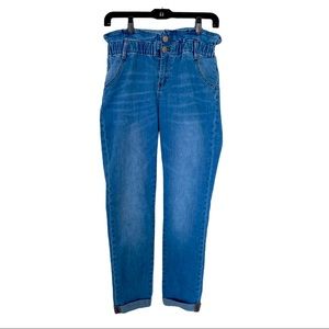Almost Famous high rise elastic waistband cuffed mom jeans